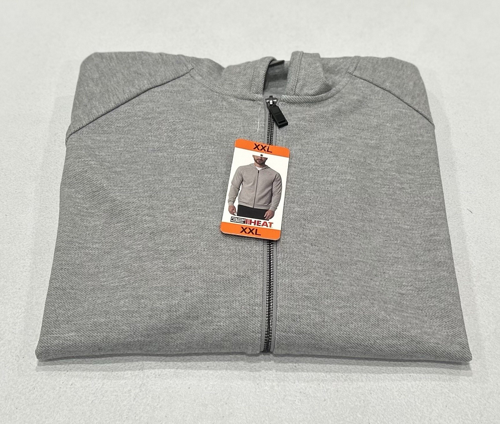32 Degrees Heat Men's Full Zip Hooded Jacket, Gray, Size XXL
