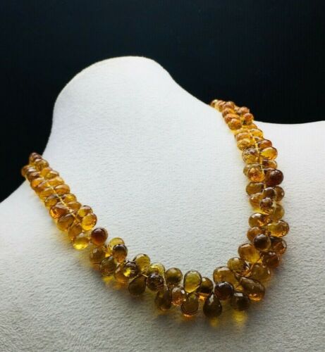 Natural CITRINE/Faceted/Drop/Side drill/Size 4x6MM till 8x12MM/285.00 Ct/18" - Picture 1 of 9