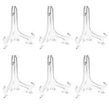 6 Pack 10 Inch Clear Plastic Easels Plate Stand Holders for Wedding Table Decor