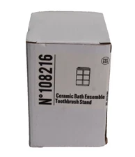 Puebco  108216 Ceramic Bath Ensemble Toothbrush Stand Holder White Subway Tiles