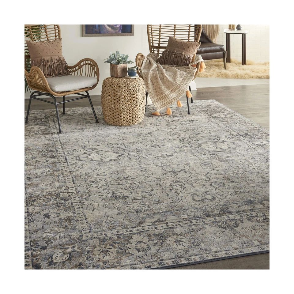 Alfombra Kathy Ireland Home Malta Vintage Pizarra 9' x 12', Fácil Limpieza, No... Foto 2 de 4