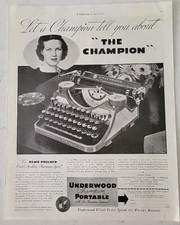 1935 Underwood Champion portable typewriter vintage ad thumbnail