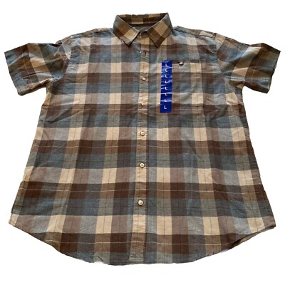 Grizzly Mountain Men's Short Sleeve Woven Shirt Size Large New With Tags