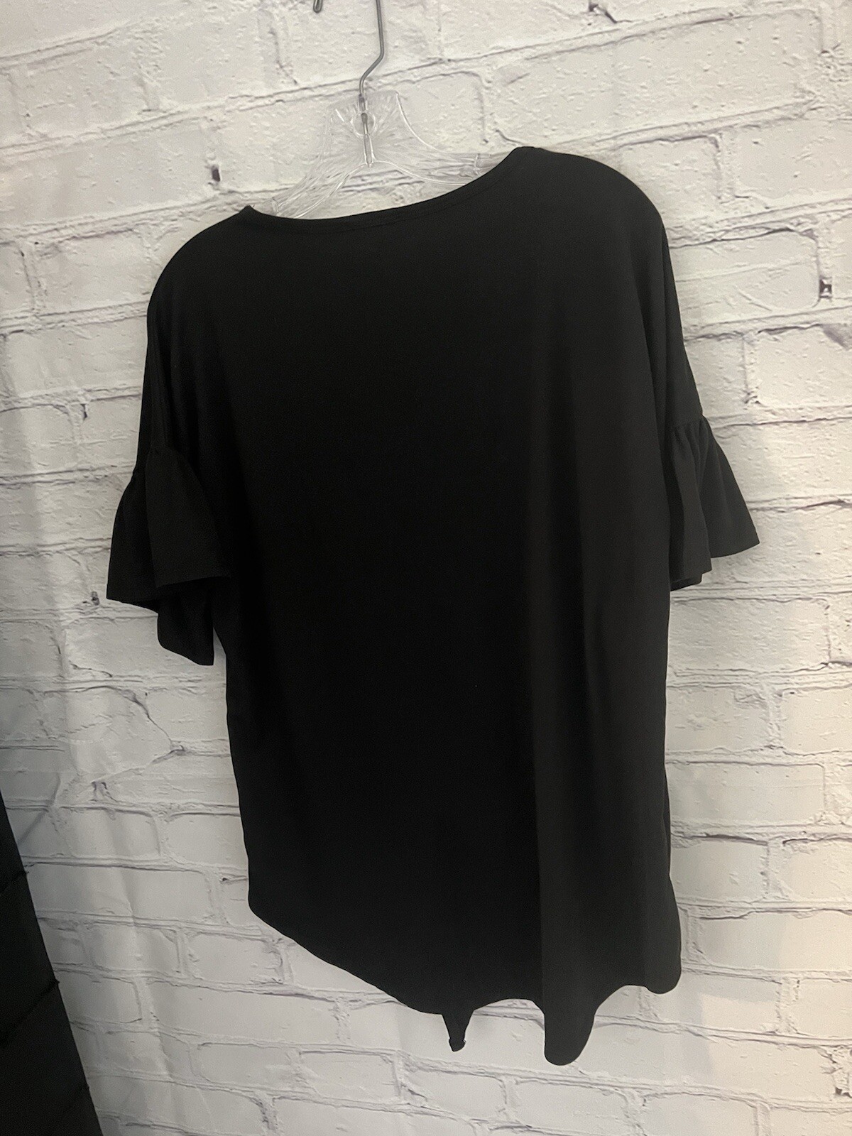 Reborn J Solid Black Button Front V-Neck SUPER SO… - image 7