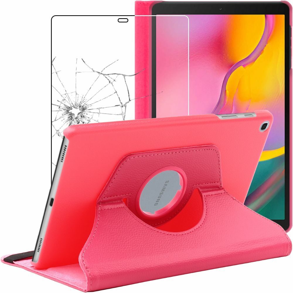 Coque Samsung Galaxy Tab A 10.1 2019 rotative 360 avec verre trempé de protection écran 10.1 pouces