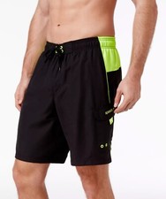 New Speedo Men's Marina Sport Vapor PLUS 9" Swim Trunks Small Black Lemonade NWT