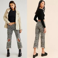 NWT New 108 Free People Maggie Mid-Rise Straight-Leg Printed Jeans SIze 27