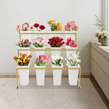 3-tier Flower Display Stand, Plant Stand Rack, Flower Display Stand w/12 Buckets