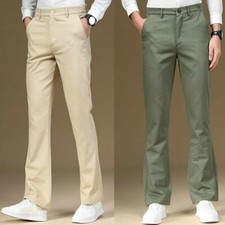 Men Bell Bottom Flared Pants Formal Dress Trouser Retro 60s 70s Casual Slim Cosy