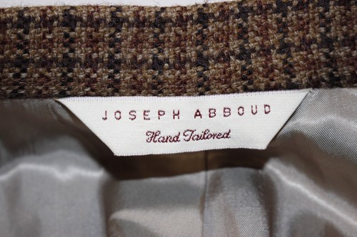 Vintage Joseph Abboud Couture Blazer Men's 44 R Wool USA Houndstooth Brown - Picture 10 of 11
