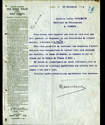 ALBI (81) KOKSKOHLE ''BERGWERKE VON ALBI'' Brief 1914