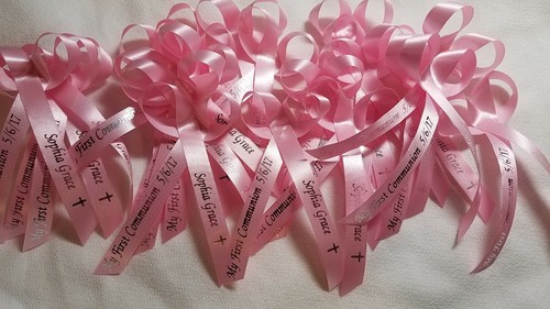 50 Personalized Ribbons Cut Baby Shower Bridal Wedding Baptism Birthday - Picture 105 of 241