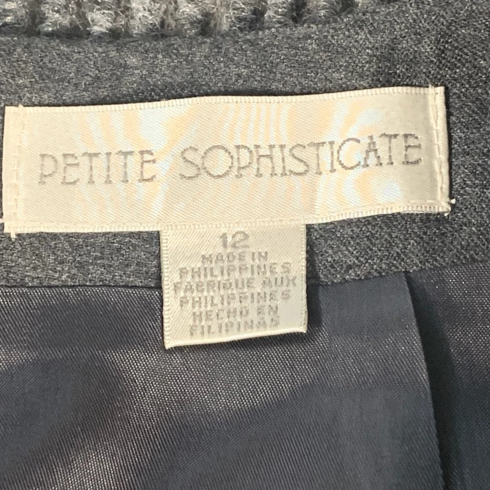 Petite Sophisticate Skirt Women's 12 Gray Zip Up Lined Flare Wool City Career - Image 2 of 4