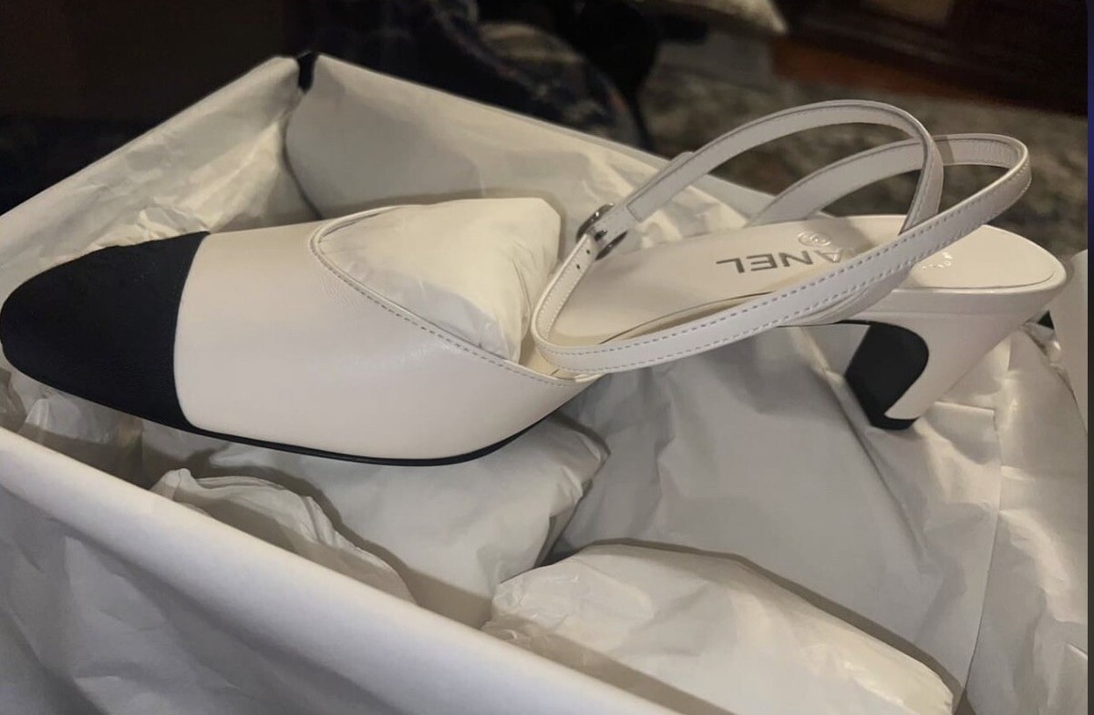 CHANEL CC logo Leather Ankle strap Slingback, 42 | eBay