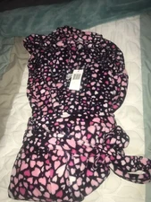 Vera Bradley Hooded Fleece Robe in Love You Lots Navy 2XL/3XL  Factory Exclusive