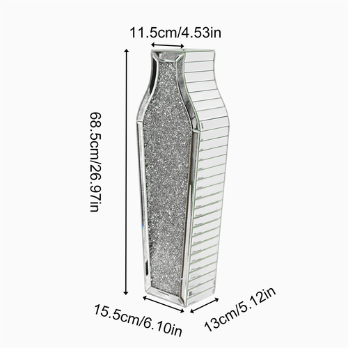 Groß Blumenvase Höhe 68 cm Funkelnde Verspiegelte Kristallvase Vase, Wohnzimmer - Bild 22 von 26