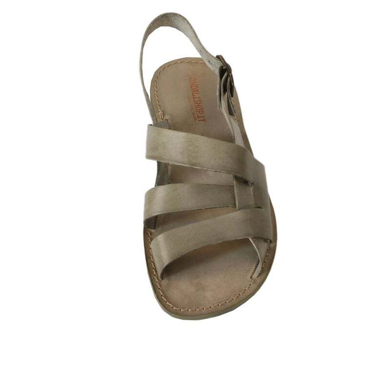 Sandales Homme Spartacus En Cuir Fait Main Italie - Semelle Cuir, Style Gladiateur Vert Camouflage