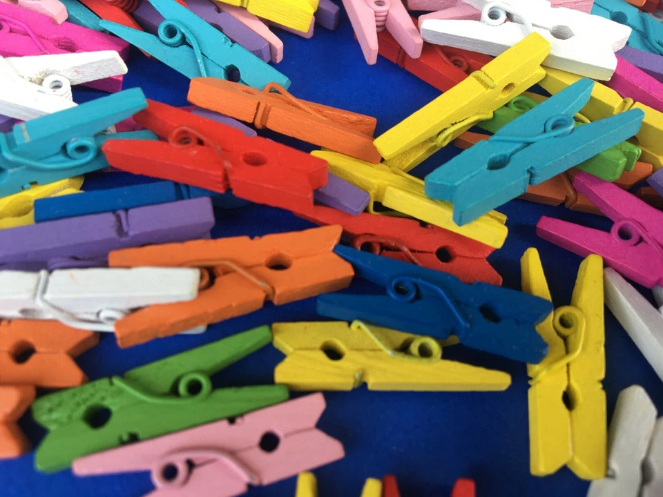 Mini Holzklammern Kleine Klammern Memo Clip Fotoclips Bunte Holz Wäscheklammern - Bild 2 von 4