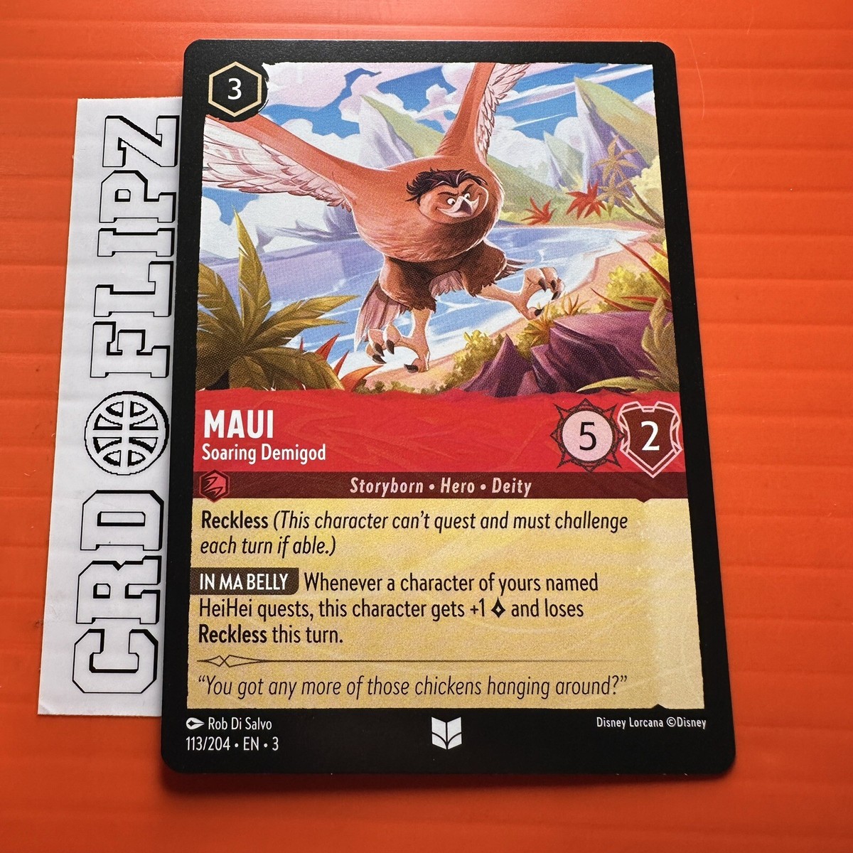 maui lorcana card Disney Playmat - holofoil pattern or surface detail) Maui - Hero to All