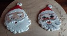 Set of 2 Vintage Art Pottery Handmade Christmas Santa Claus Hobbyist Ornament  — photo 1