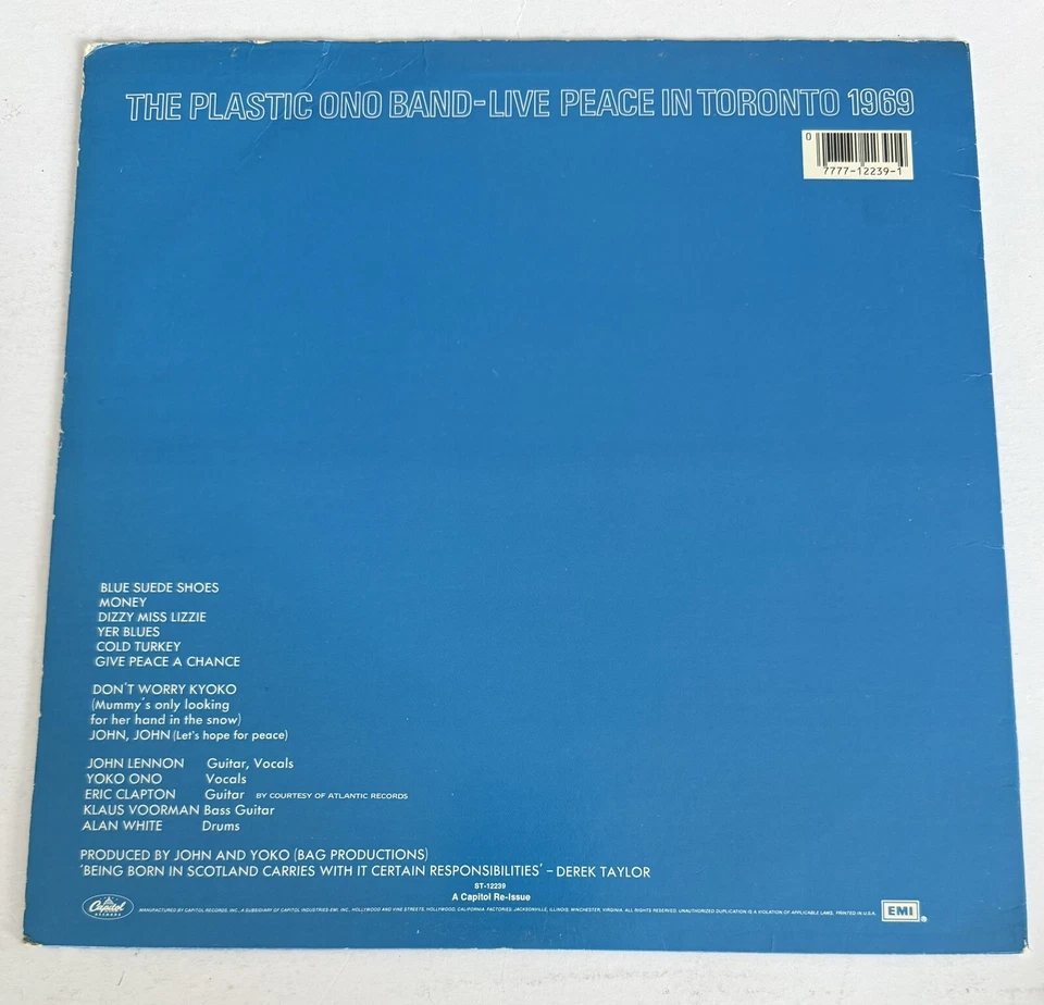 John Lennon Plastic Ono Band Live Peace In Toronto LP Capitol Purple Beatles - Imagem 2 de 4