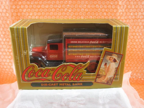 COCA COLA Vintage Red Delivery Truck Metal Bank by Ertl with Key & Original Box