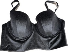 VICTORIA  S SECRET CORSET BLACK VELVET SPARKLE BUSTIER SIZE 38 DD EUC