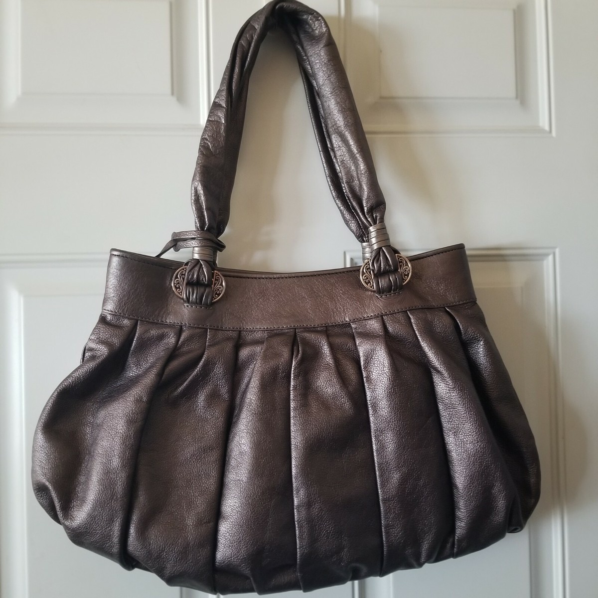 Sac à Main Brighton Grande Taille En Cuir étain - Excellent état - Avec Housse De Protection
