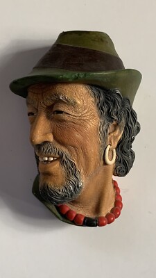 Vintage Bossons Chalkware Head Congleton England Tibetan Man Figure