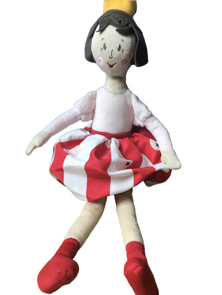 Muñeca de trapo de tela Ikea Nojsig Queen Princess 15" blanca roja falda abullonada corona  