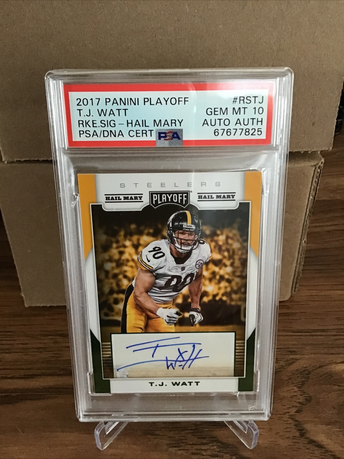 TJ Watt Panini Playoff Rookie Signature #RSTJ Hail Mary
