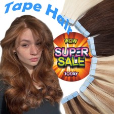 Thick Tape In Russian Remy Human Hair Extensions Skin Weft FULL HEAD 150G Blonde