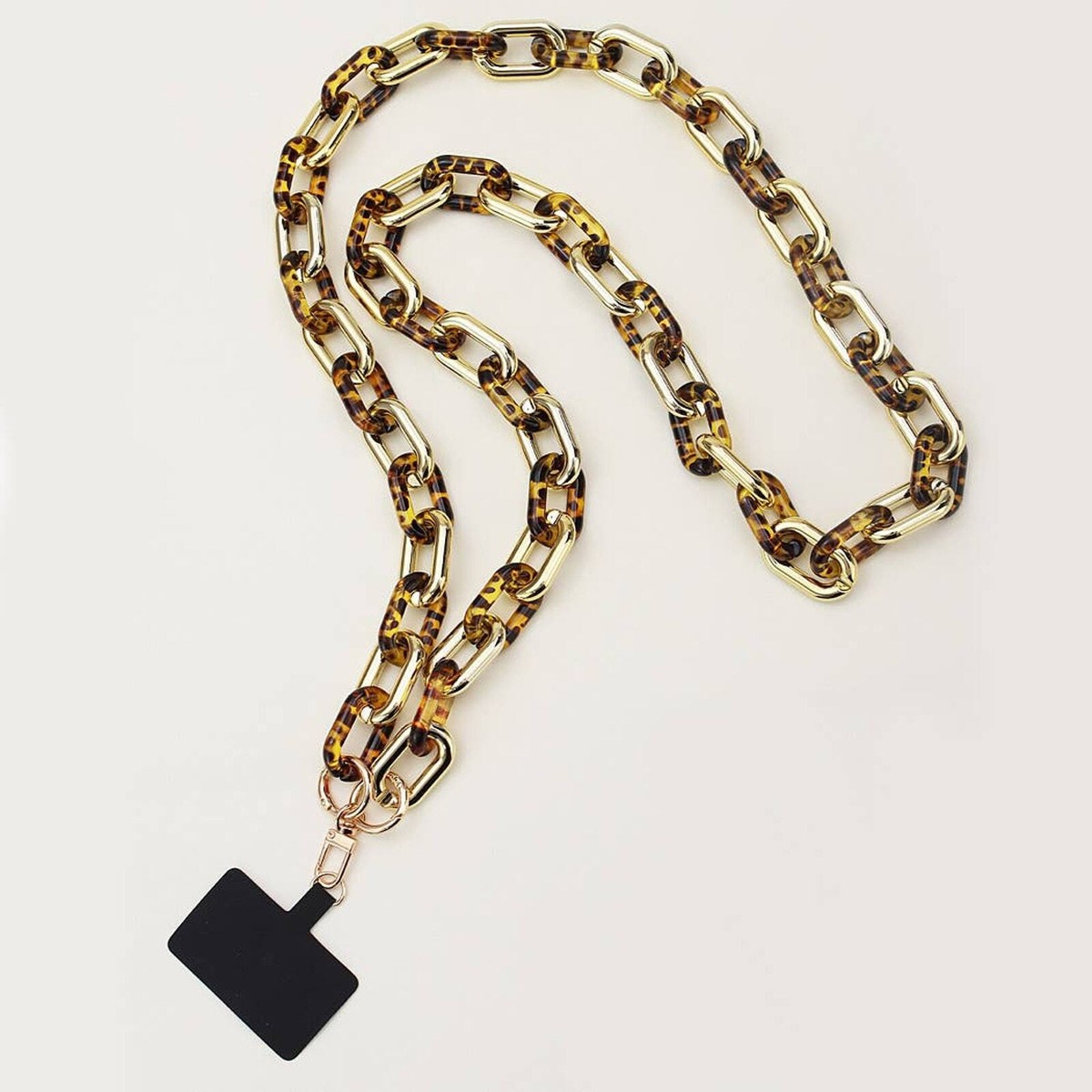 Acrylic Chain Link Crossbody Phone Strap Gold Tortoise | eBay