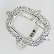 Sterling Silver Semi Mount Ring Setting Cushion CU 18X13mm White Topaz 6051