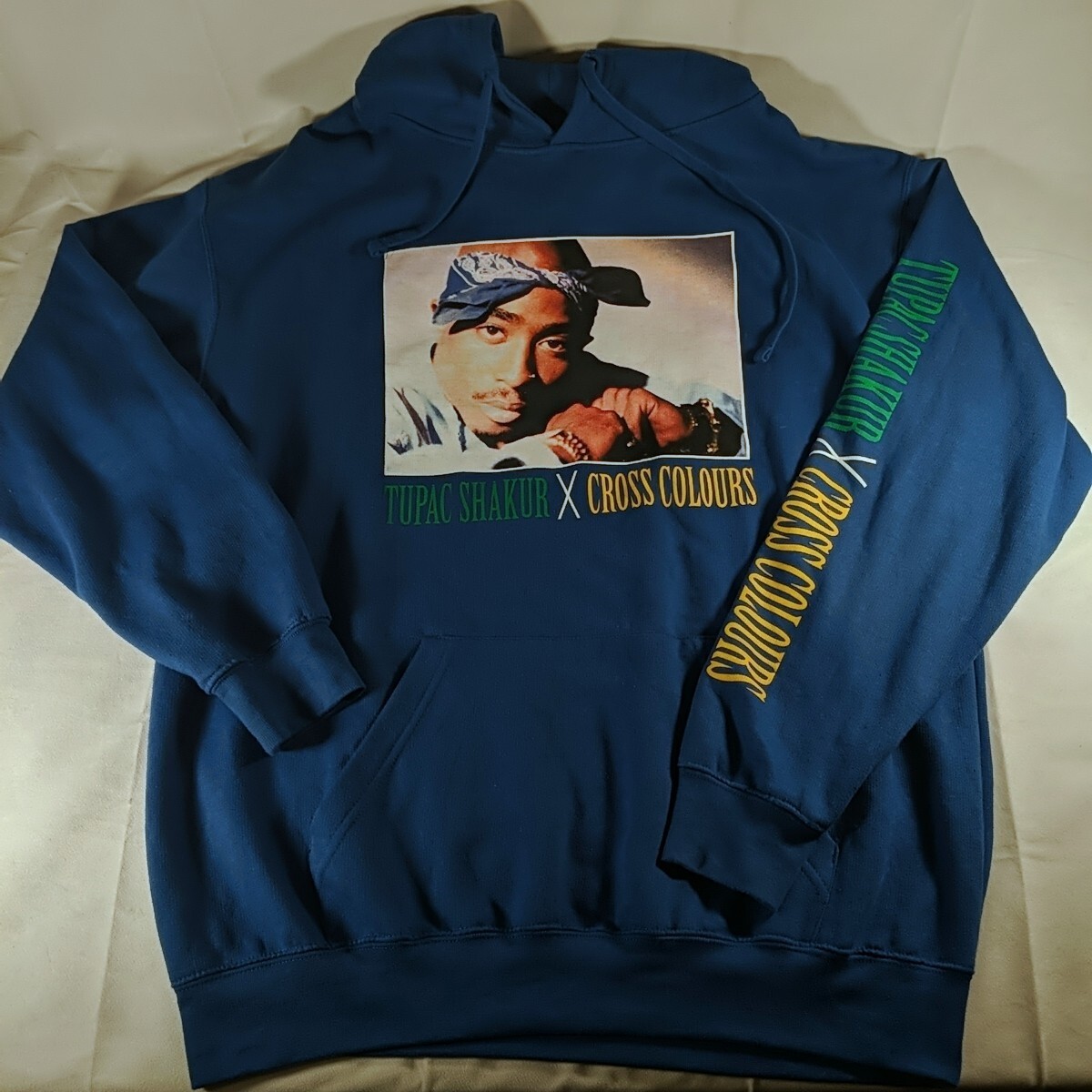 Tupac Shakur x Cross Colours Blue Hoodie Hooded Long … - Gem