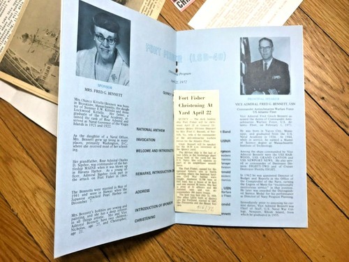 Lot USS Fort Fisher LSD 40 Taufe Zeremonie Programm Brief Karte News 1972 P1 - Bild 7 von 8