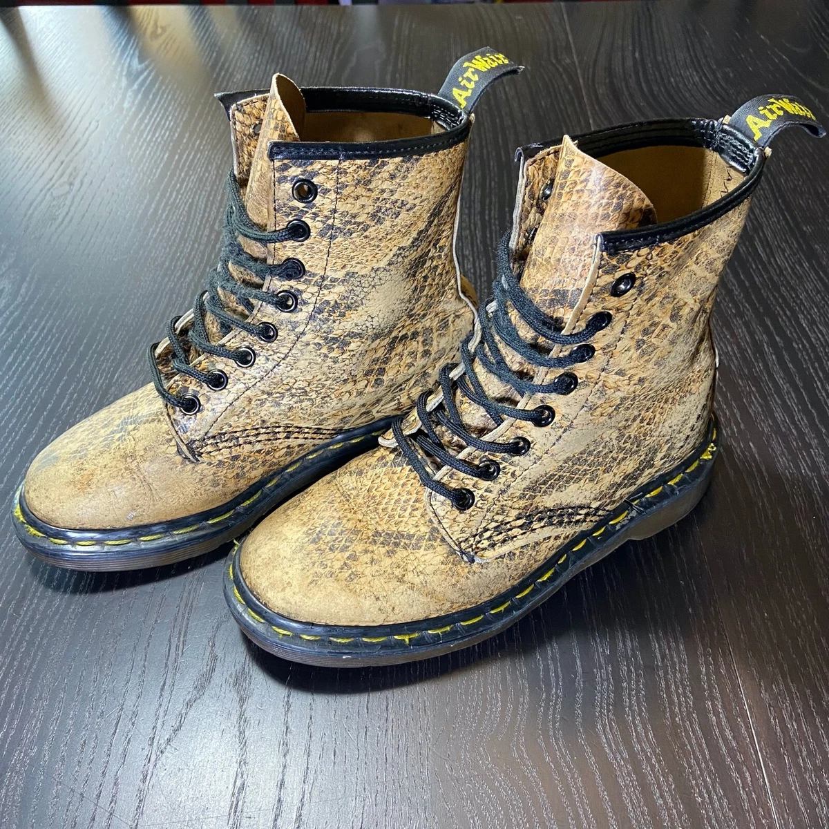 Dr. Martens 1460 Snakeskin Print Boots US Kids Size 3 Leather 8 Hole Rock n Roll