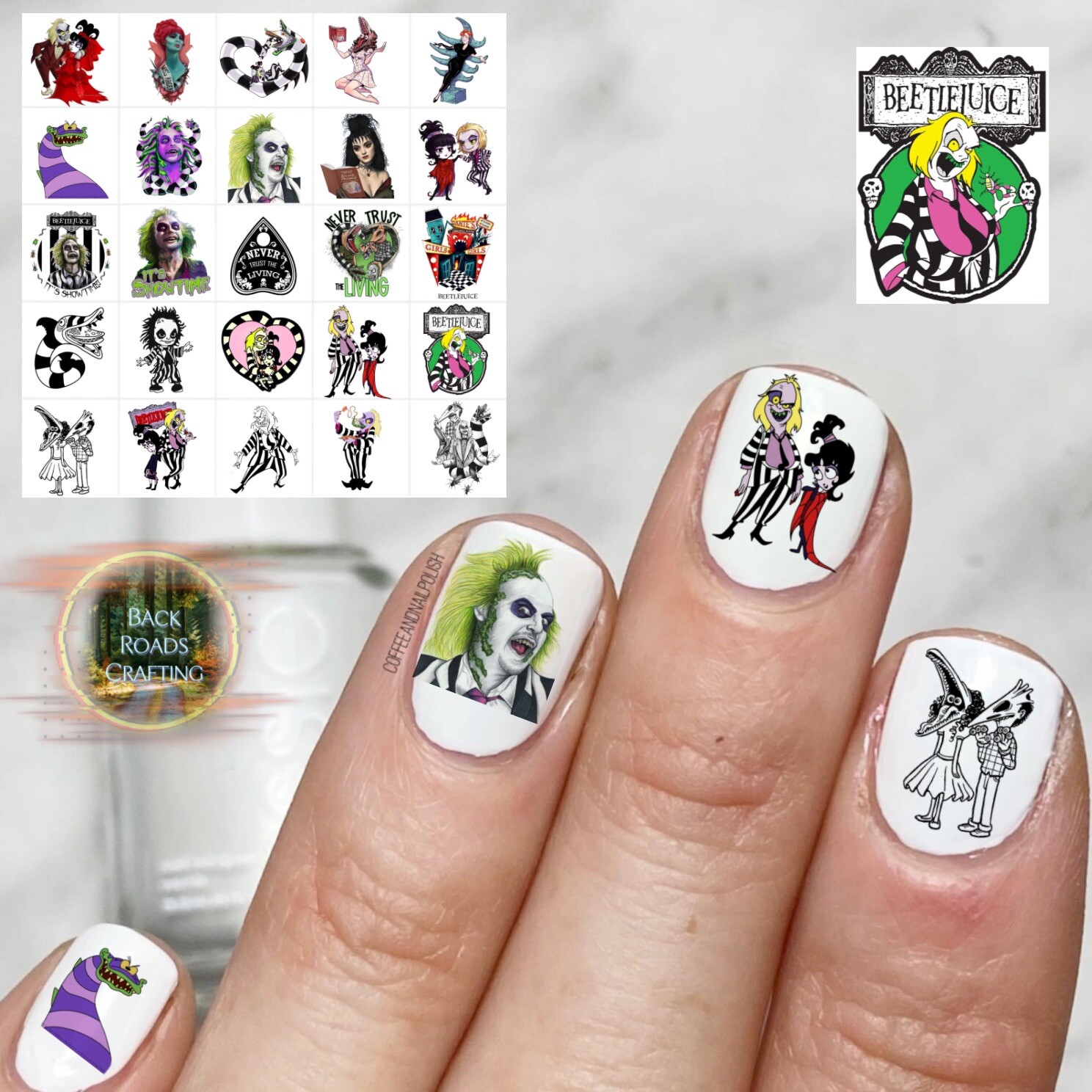 Beetlejuice Movie Waterslide Nail Art Decals Set Of 50  Instructions & Bonus