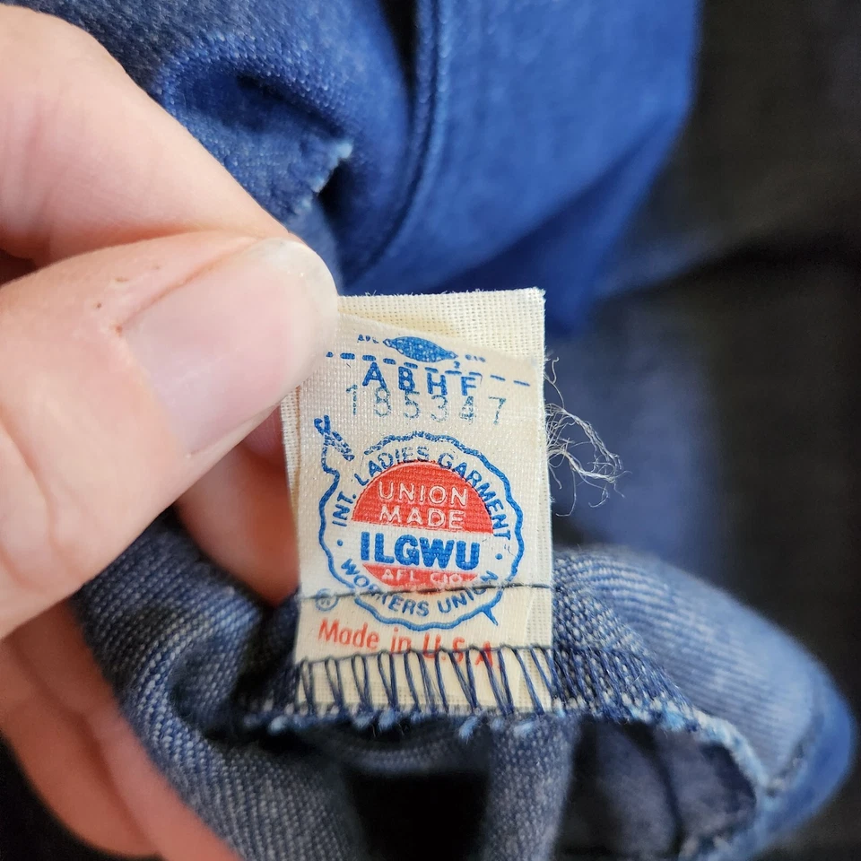 Chaleco Denim De Colección Union Hecho en EE. UU. Jean Botones Falta RSC Foto 4 de 4