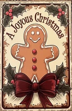 Vintage Inspired Postcard A Joyous Christmas Gingerbread Ephemera Journal #4443
