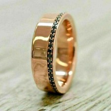 14K Rose Gold Over 1 Ct Diamond Dazzling Eternity Engagement Wedding Men Ring
