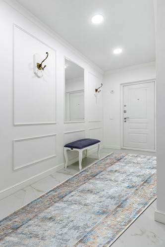 Modern Anti-slip Washable Runner 'LOTUS' BORDERO 95111 grey/beige width 60-120cm - Picture 3 of 8