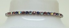 1 line purple muliti color rhinestone silver fashion jewelry stretch bracelet
