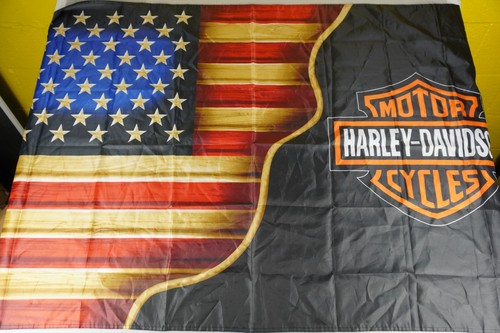 Harley Davidson Motorcycle USA Flag 3x5 ft Banner Garden Garage Sign