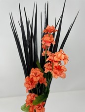 11" Mixed: BLACK Vanilla SWORD Grass ORANGE flower Cimbo 837A, Stone base, Rea