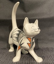 S. Chino Acoma Pueblo Pottery Cat Figure Hand...