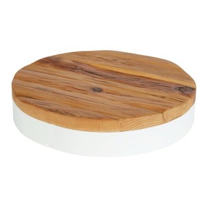 14" Etu Home Round White Wood Charcuterie Cake Stand Board Reclaimed X Large XL