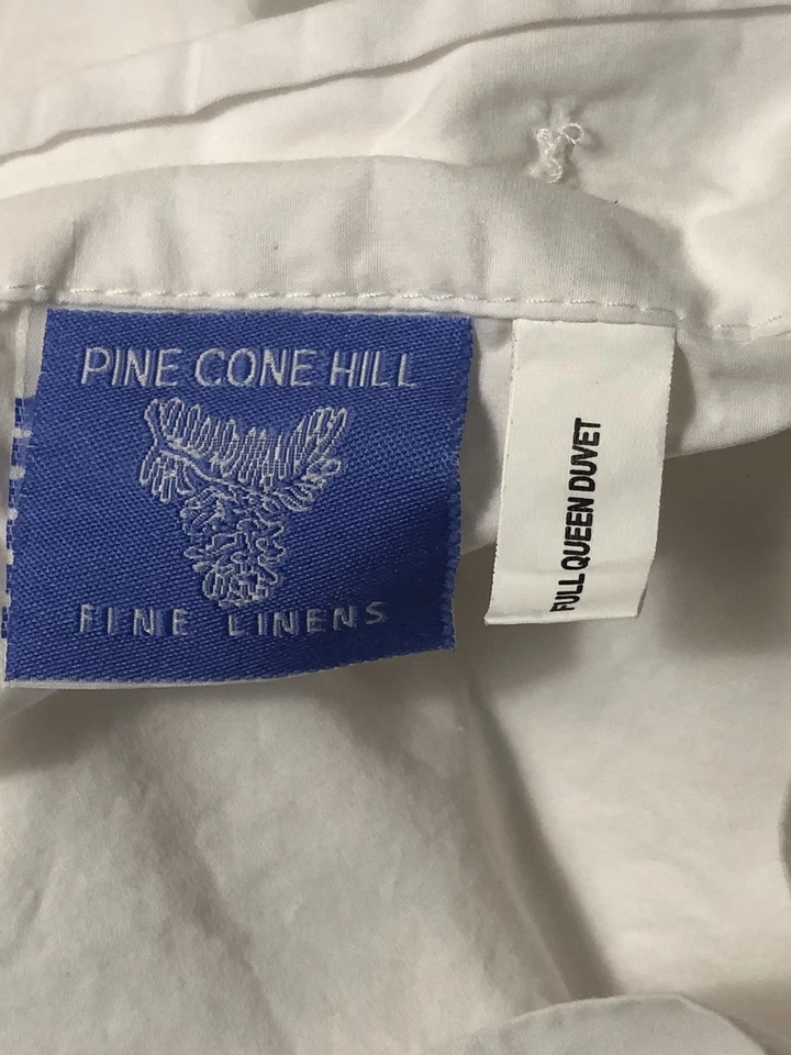 Pine Cone Hill Trio Duvet Cover Queen Size White Cotton Percale 94x94” EUC - Image 4 of 4