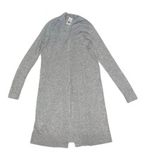 Ann Taylor Loft NEW Open Front Ribbed Mid Length Cardigan Sweater Gray Sz M