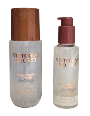 NEW VICTORIA'S SECRET SPICED VANILLA CREME SHIMMER BODY OIL + HAIR & BODY MIST